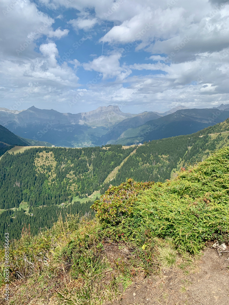 Sentier de grande randonnée dans les Alpes françaises sur le parcours du TMB