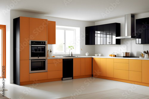 modern kitchen interior amber theme
