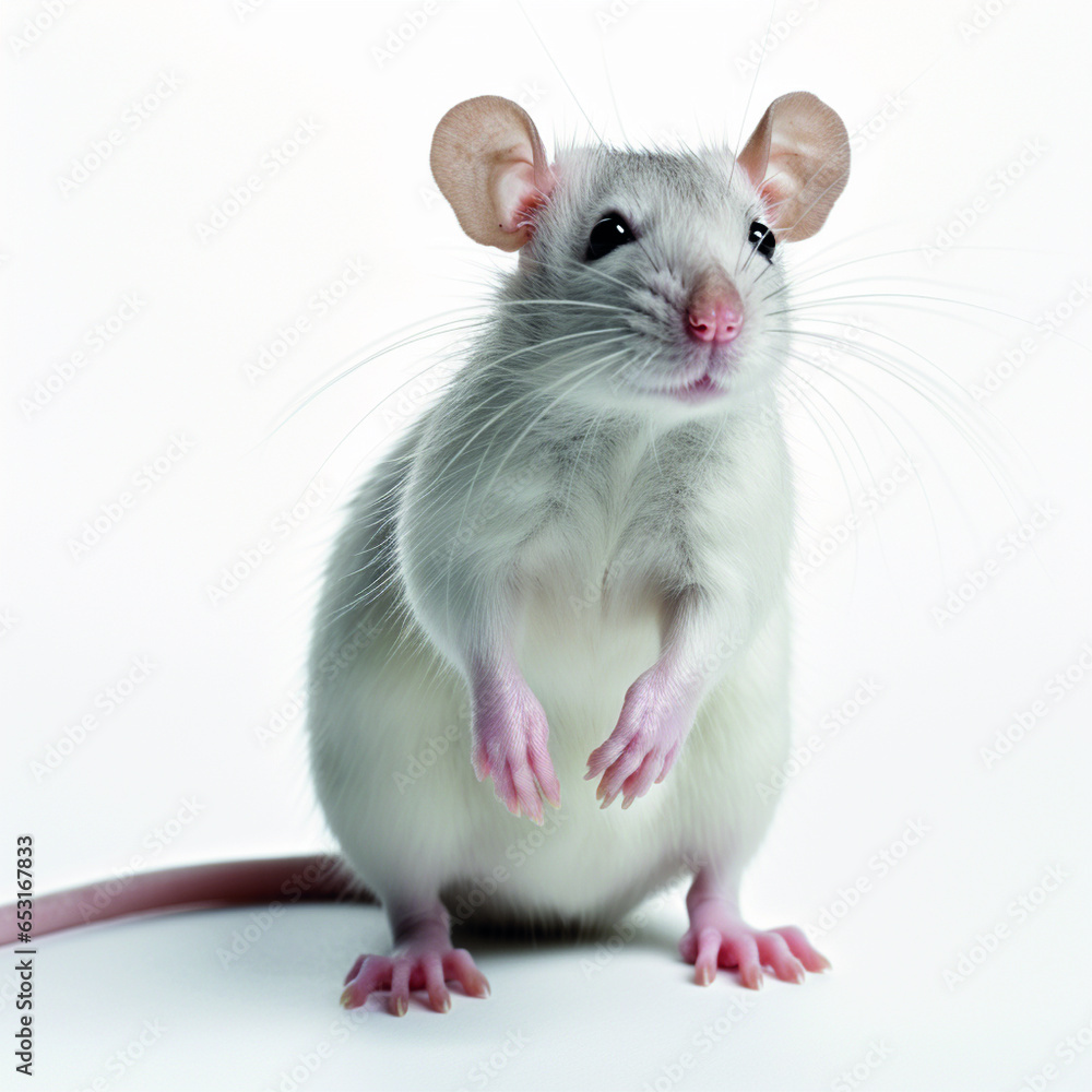 white rat on a white background. generated AI white rat on a white background. generated AI