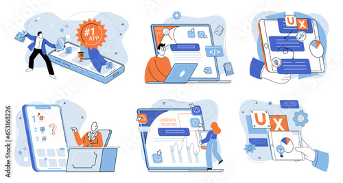 Application testing metaphor. Vector illustration. Application testing, meticulous process to ensure flawless user experiences App test, litmus paper of apps performance Software testing, guardiangel