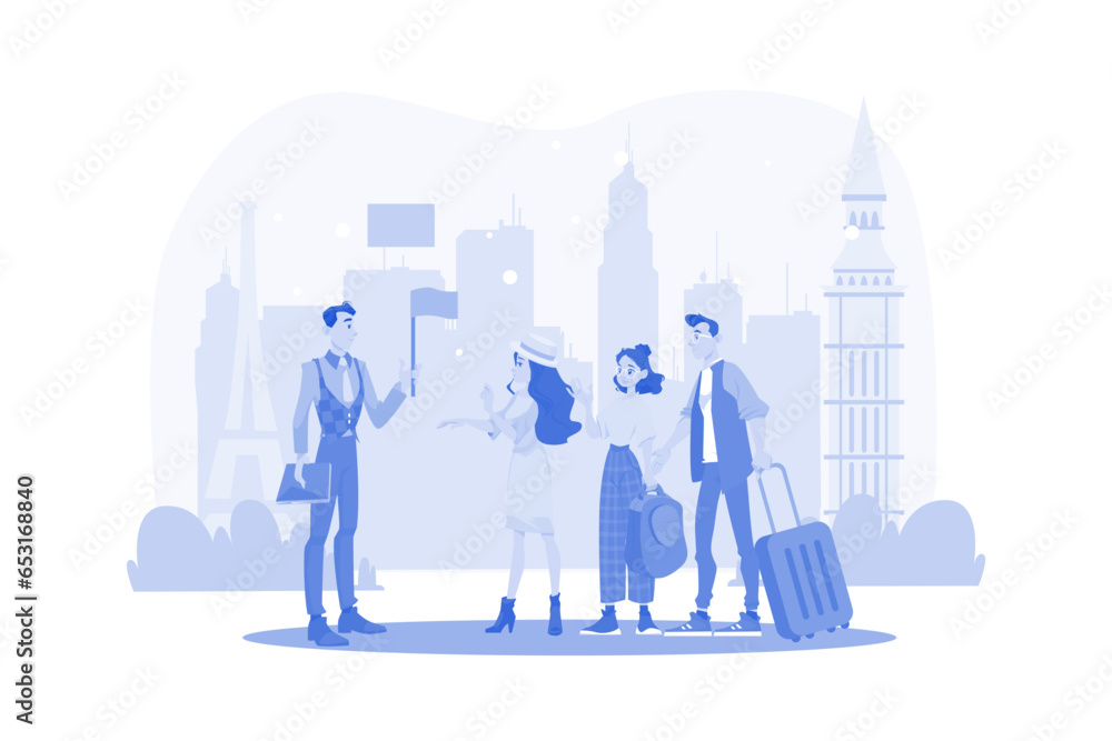 People are joining a sightseeing tour People are joining a sightseeing tour