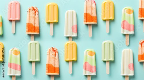 Popsicles ice cream on pastel background
