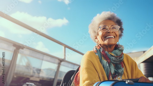 senior adult women going out on trips, vacation concept, elderly vitality