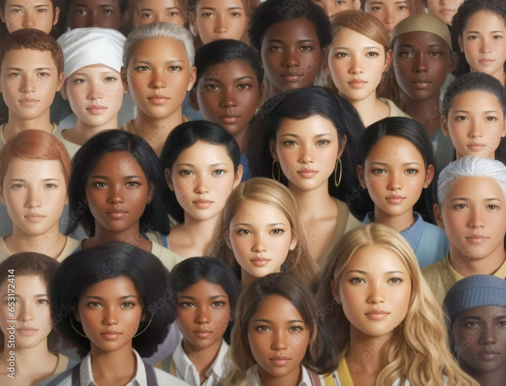 group of young multiracial people, Generative AI group of young multiracial people, Generative AI