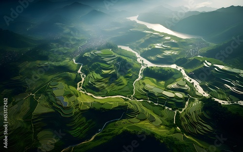 Terraced rice fields enter harvest season in China  aerial view