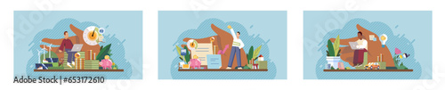 Wellbeing metaphor. Vector illustration. Support insurance, safety gear for secure professional journey Employee wellbeing, thermometer measuring health of workplace Humcare, bedrock of caring work