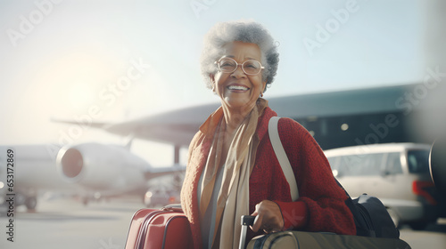 senior adult women going out on trips, vacation concept, elderly vitality