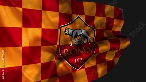 AS Roma Flag Waving, Seamless Loop, Against Black