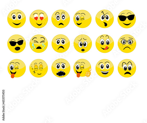 Groupe d'expressions de visages sur émoticône	