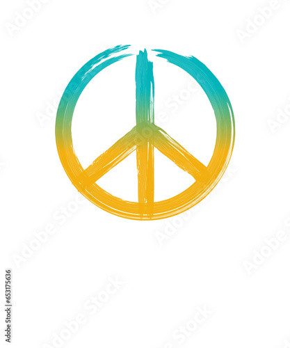 Peace Logo Symbol - Ölfarbe Ukraine Farben

