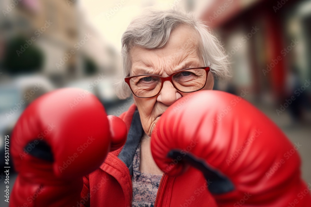 Old woman boxer. Female senior boxer. Generate Ai Old woman boxer. Female senior boxer. Generate Ai