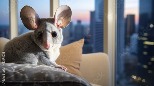 Modern living meets a cute marsupial in the home. photo