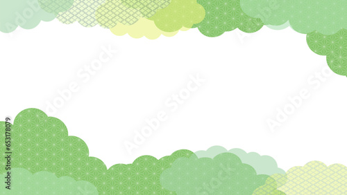 年賀状にぴったりな緑色の和風のフレームベクター素材