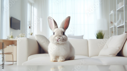 Rabbit in a stylish city apartment © Valeriia