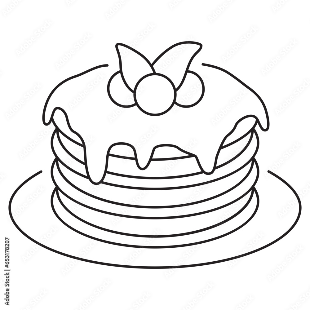 pancake with blueberry jam icon illustration