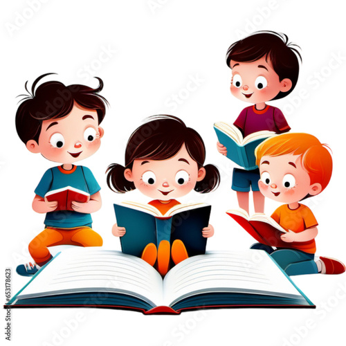 Children Reading Book