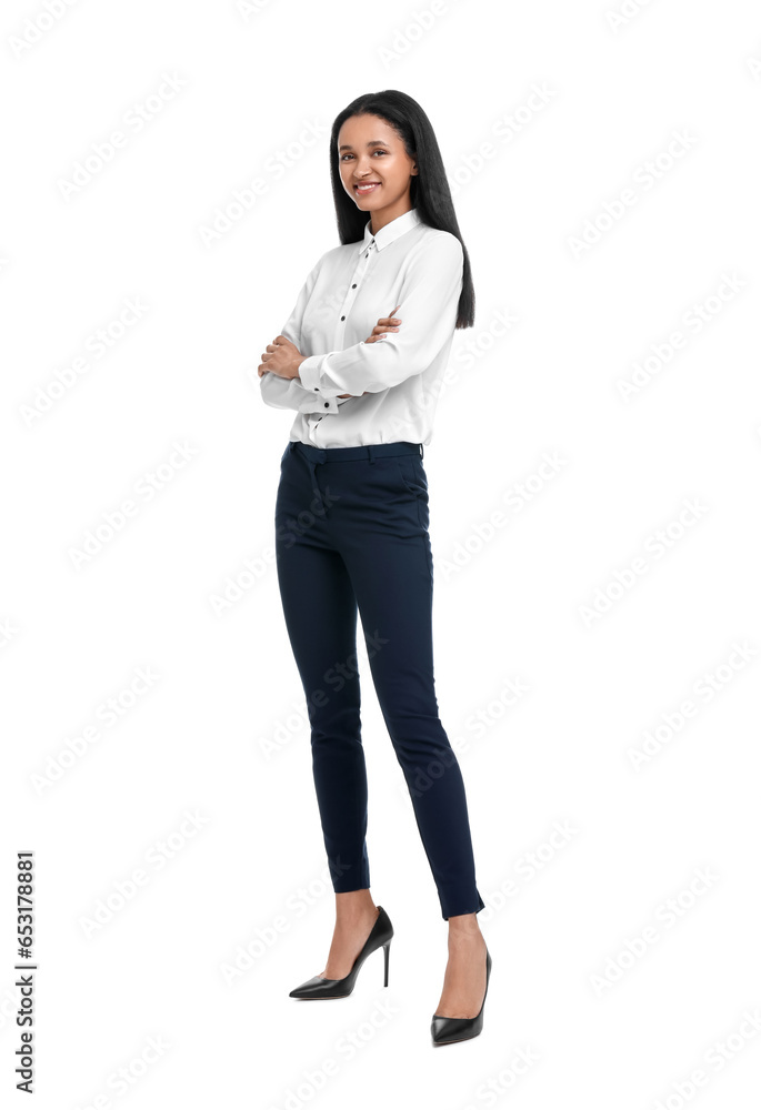 Portrait of beautiful secretary on white background Portrait of beautiful secretary on white background