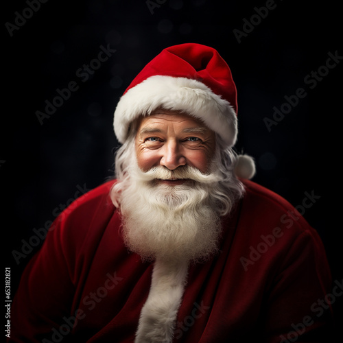 A Heartwarming Close-up Portrait of Santa Claus, Capturing the Essence of Christmas Joy and Kindness