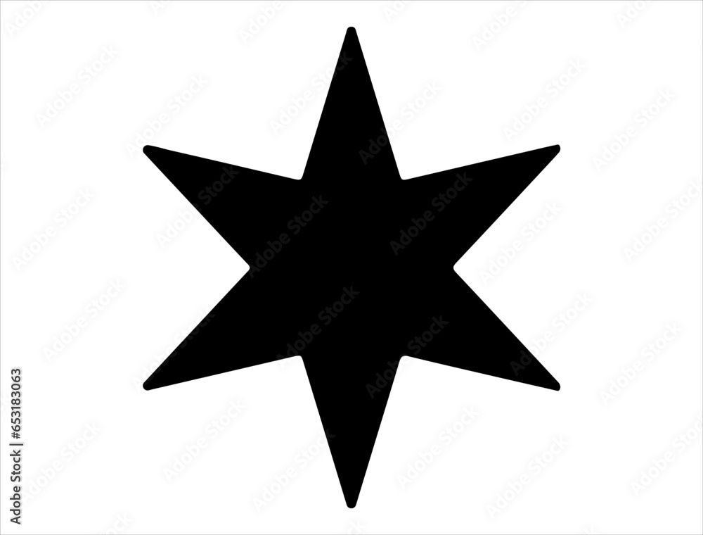 Obraz premium Six point star silhouette vector art white background