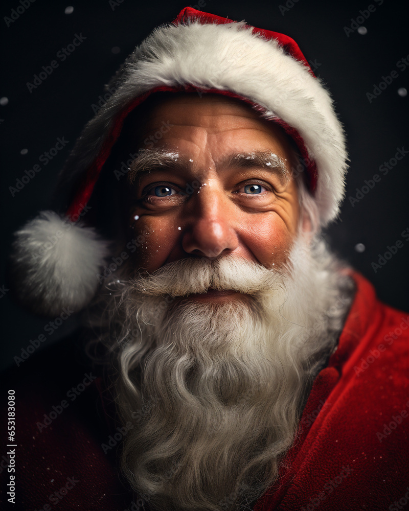 A Heartwarming Close-up Portrait of Santa Claus, Capturing the Essence of Christmas Joy and Kindness A Heartwarming Close-up Portrait of Santa Claus, Capturing the Essence of Christmas Joy and Kindness