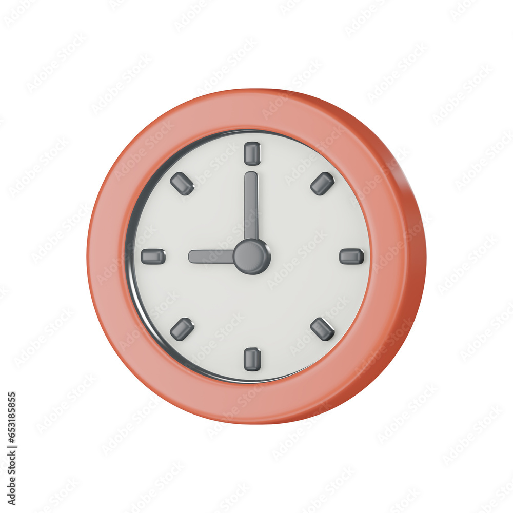 Clock time watch icon 3d render illustration. Clock time watch icon 3d render illustration.