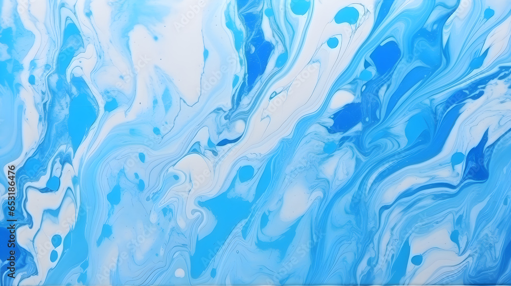 Abstract watercolor background, blue color combinations and shades, marble pattern.