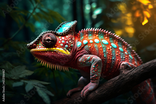 cute chameleon animal in the forest