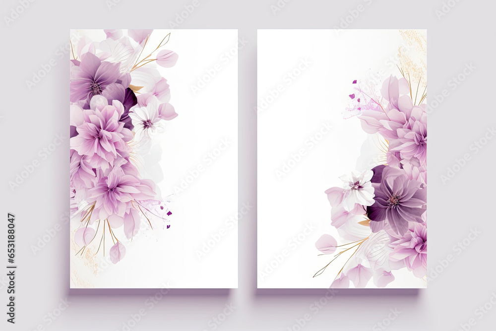 violet and white Floral Design: Multi-Purpose Template for Wedding Invitations, Business Cards, Thank You Notes, Flyer, Poster,Cover ...
