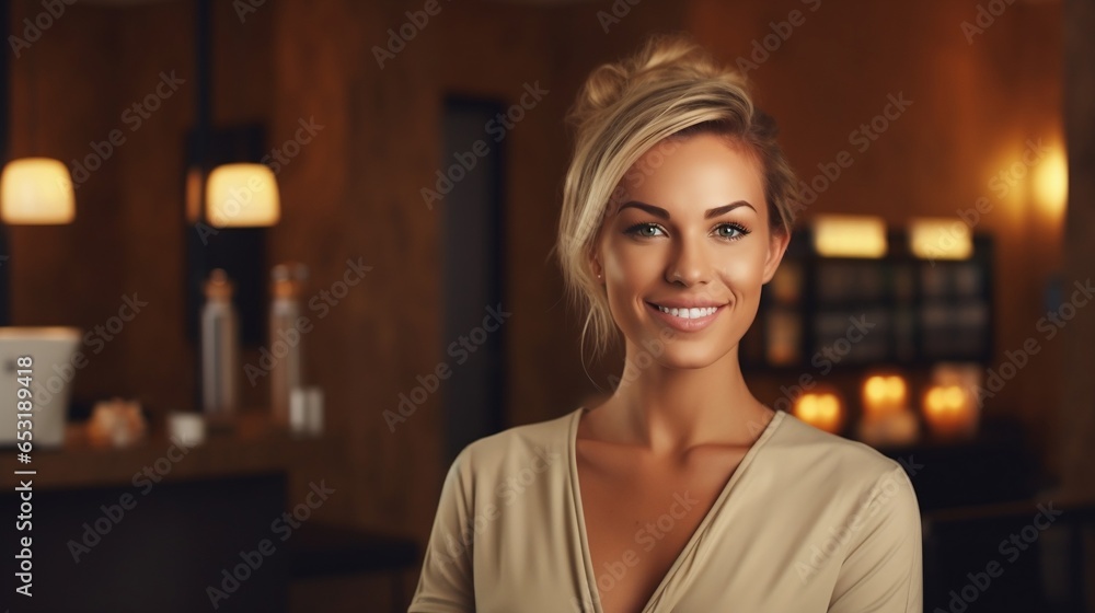 Beautiful smiling spa salon manager Beautiful smiling spa salon manager