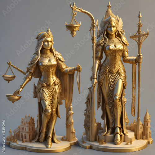two statues representing justice