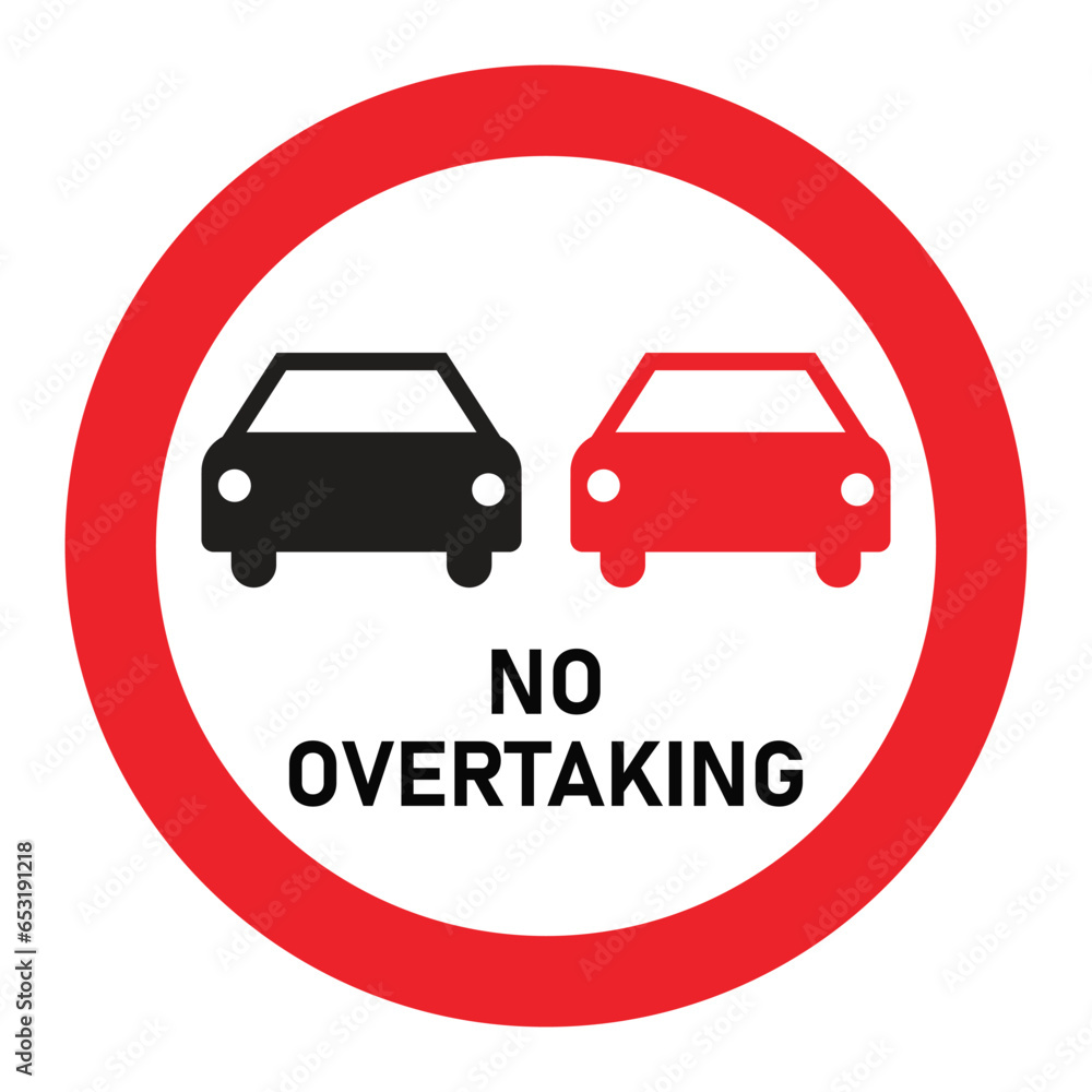 no overtaking sign, red circle on a white background no overtaking sign, red circle on a white background
