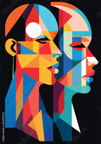abstract geometric style illustration people