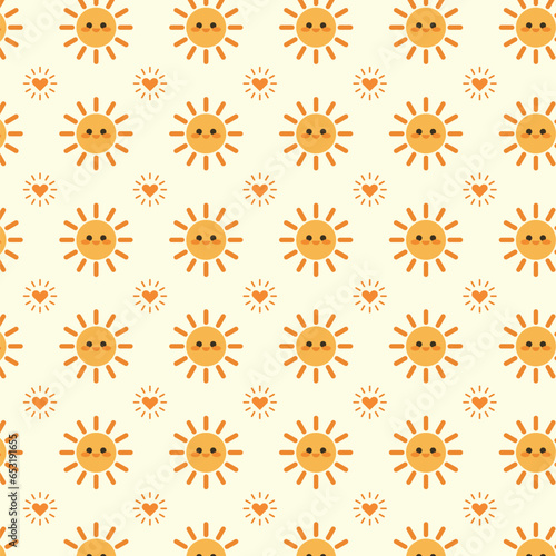 cute seamless sun pattern wallpaper background design vector illustration