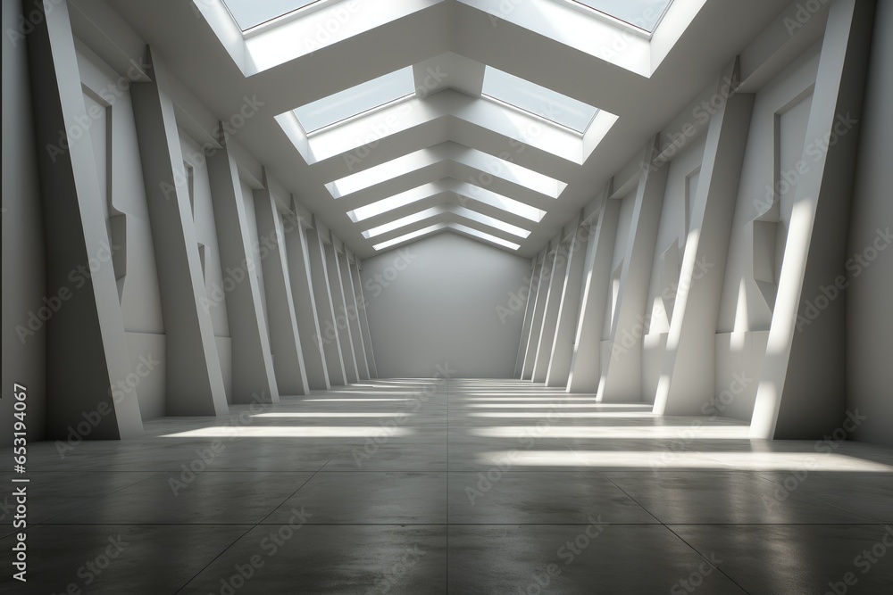 Fototapeta premium Empty room and copy space. Loft interior design. Generative AI