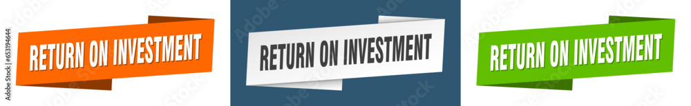 return on investment banner. return on investment ribbon label sign set