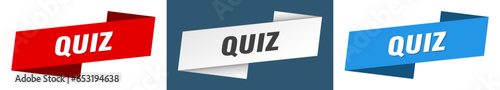 quiz banner. quiz ribbon label sign set