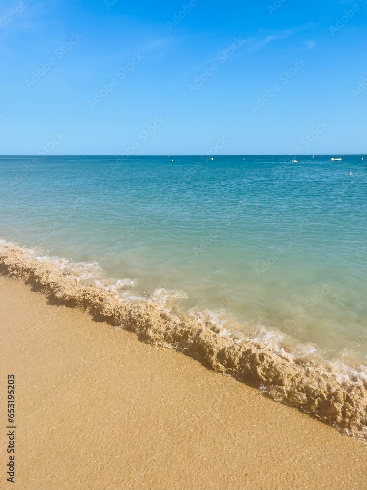 Beautiful blue sea horizon, blue sea and blue sky, natural seascape background