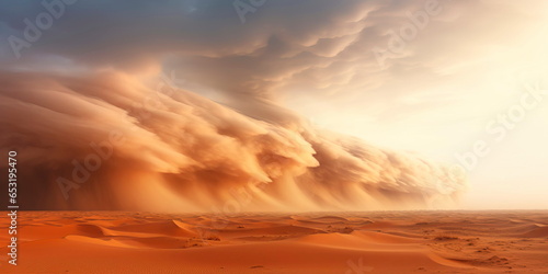 distant desert with sandstorms and oases. Generative AI © Лилия Захарчук