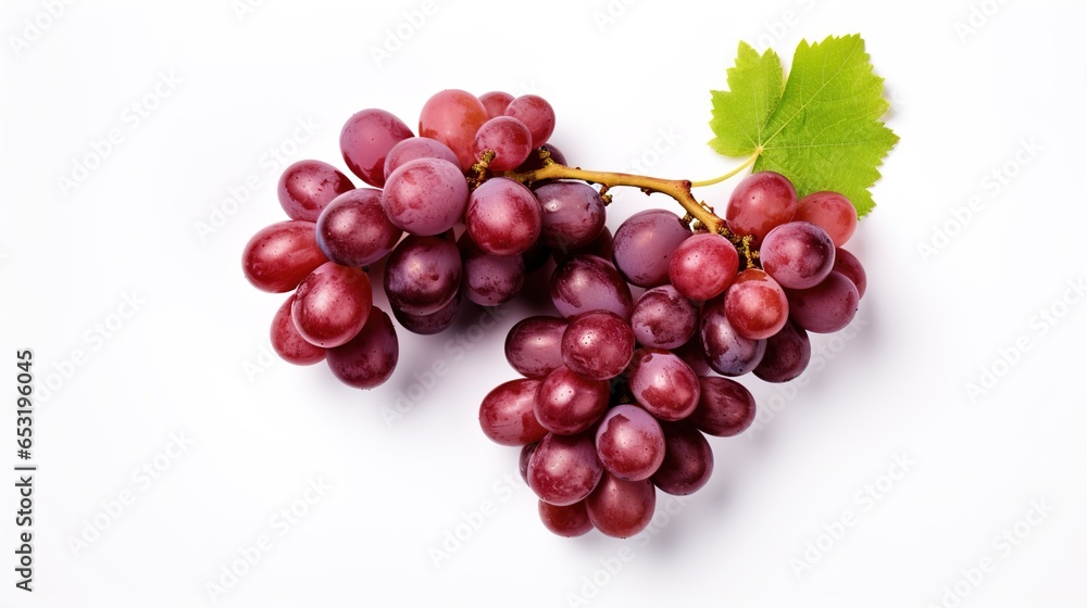 Vibrant and Juicy Fresh Grapes, Harvested from an Organic Vineyard, Isolated on a Clean White Background, Showcasing the Natural Beauty and Ripe Bounty of Grape Clusters in Close-Up
