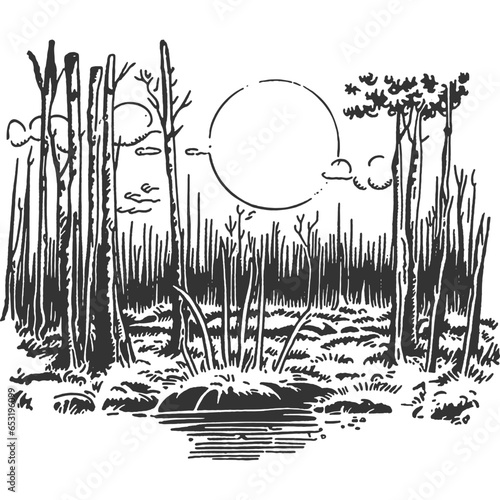 Wildlands Vintage Illustration Vector