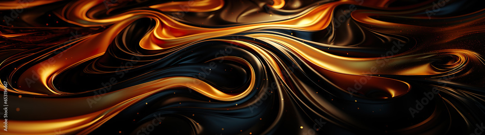Futuristic Background Consisting Of Lines With A Golden Tint Floating On A Dark Surface. Generative AI Futuristic Background Consisting Of Lines With A Golden Tint Floating On A Dark Surface. Generative AI