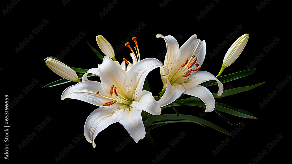 Fototapeta premium Close up of Lily flower isolated on black background
