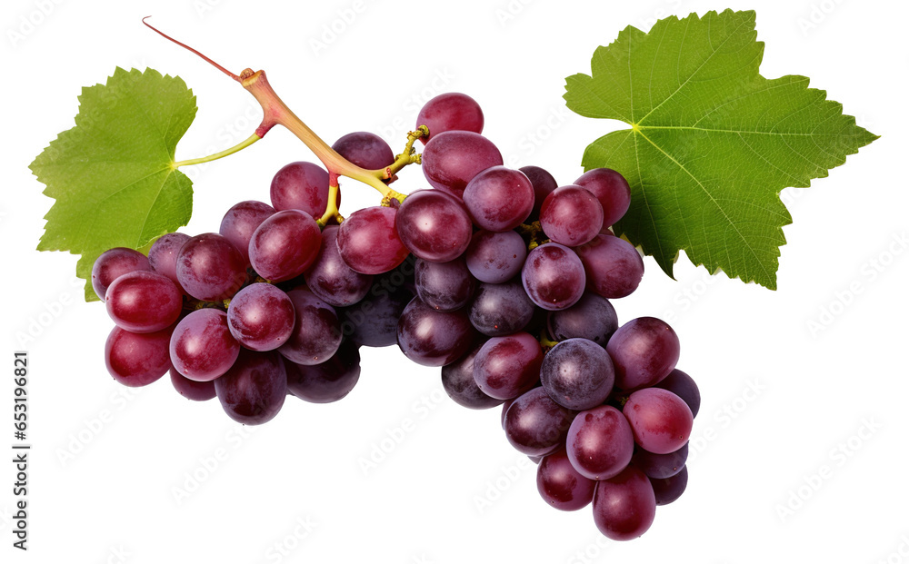 Fototapeta premium Fresh Grapes Isolated on transparent Background, Vibrant and Juicy Grape Cluster 