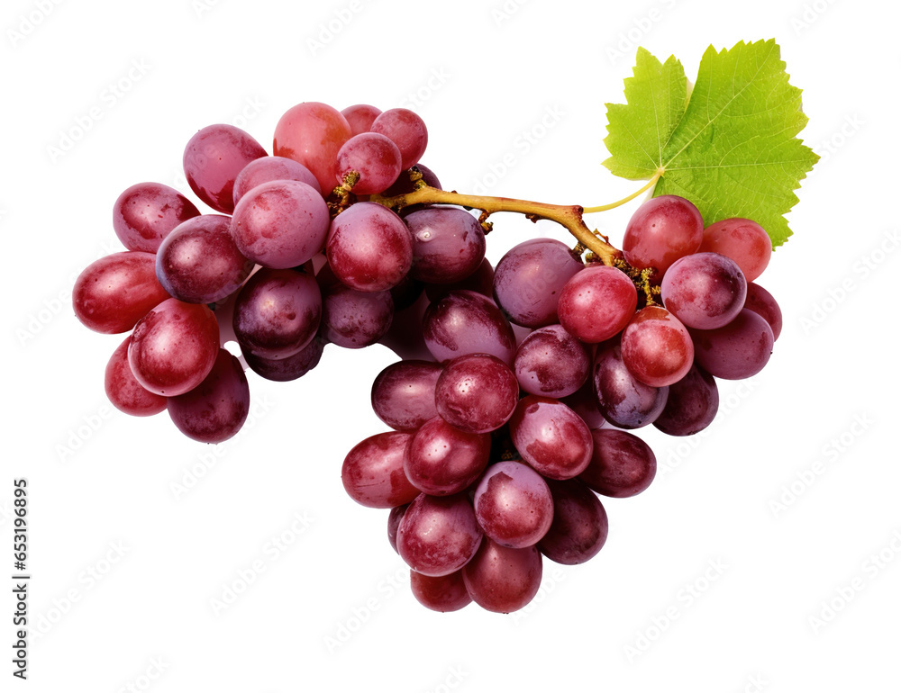 Fresh Grapes Isolated on transparent Background, Vibrant and Juicy Grape Cluster
