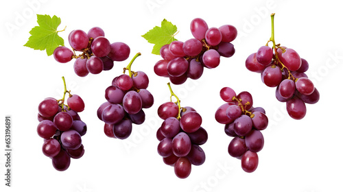 Fresh Grapes Isolated on transparent Background, Vibrant and Juicy Grape Cluster 