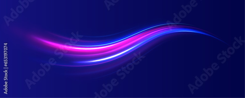 Panoramic high speed technology concept, light abstract background. Glitter sparkle star trail, light effect, abstract waves flow vector illustration. 