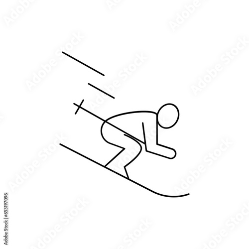 black icon - Skier
A minimalist black and white icon of a skier descending a snowy slope, representing winter sports, action, and athleticism