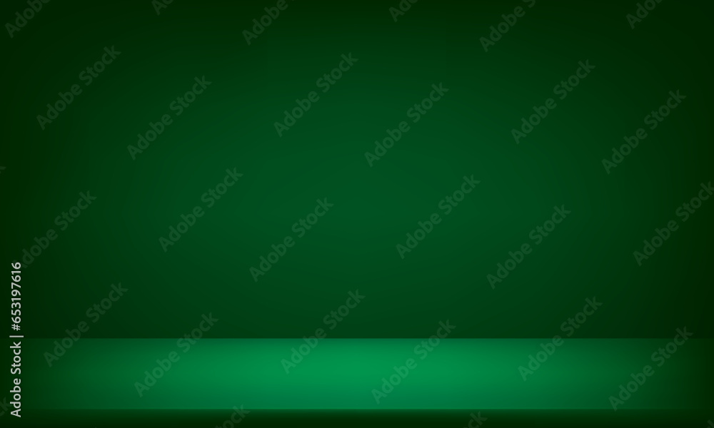 Green studio room background. Dark green color. Abstract wallpaper design with copy space to display your products. Business backdrop. Vector illustration. Green studio room background. Dark green color. Abstract wallpaper design with copy space to display your products. Business backdrop. Vector illustration.
