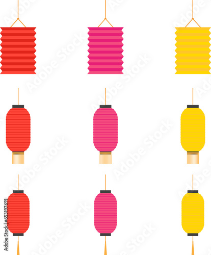 Colourful paper lantern decorative vector illustration