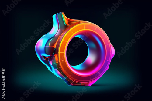 Colorful 3D cube on black background. 3D rendering. finite element analysis photo